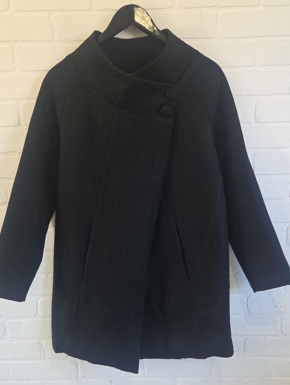 Valérie Dumaine Wool-Blend Asymmetrical, Funnel Collar Coat
